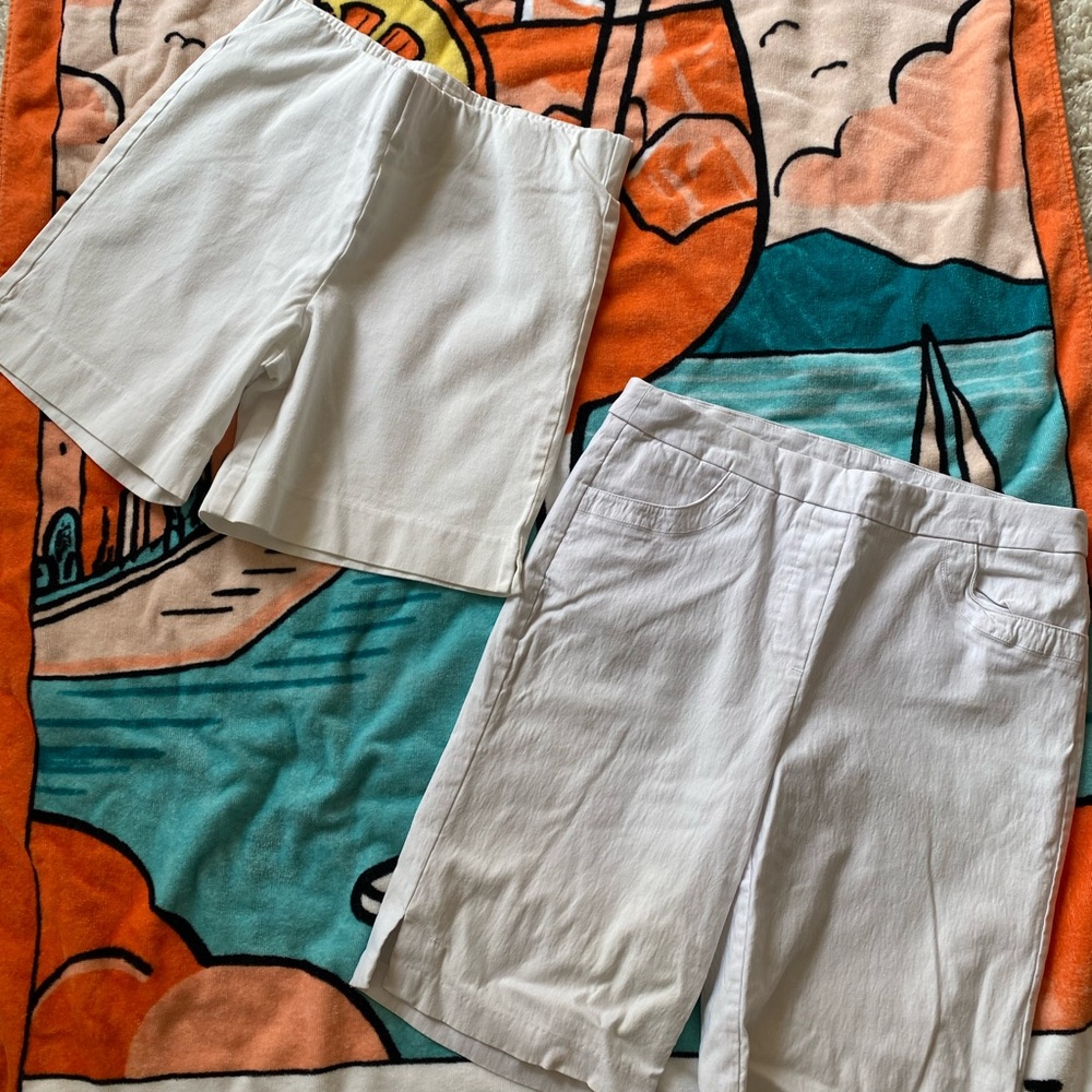 Boston Proper White Elastic Waist Shorts